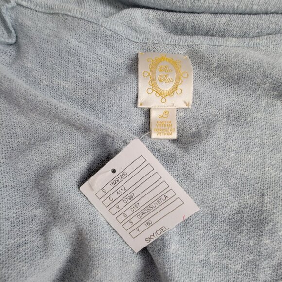 Anthropologie Ric Rac Womens Tiered Ruffle Sleeve Wrap Top Large Sky Blue New - Picture 3 of 8